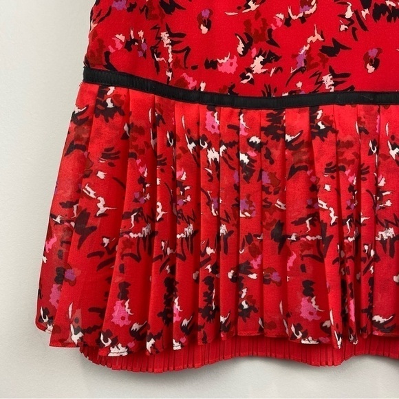 JASON Wu Grey • cadmium red v-neck printed silk pleated cami - Picture 4 of 11